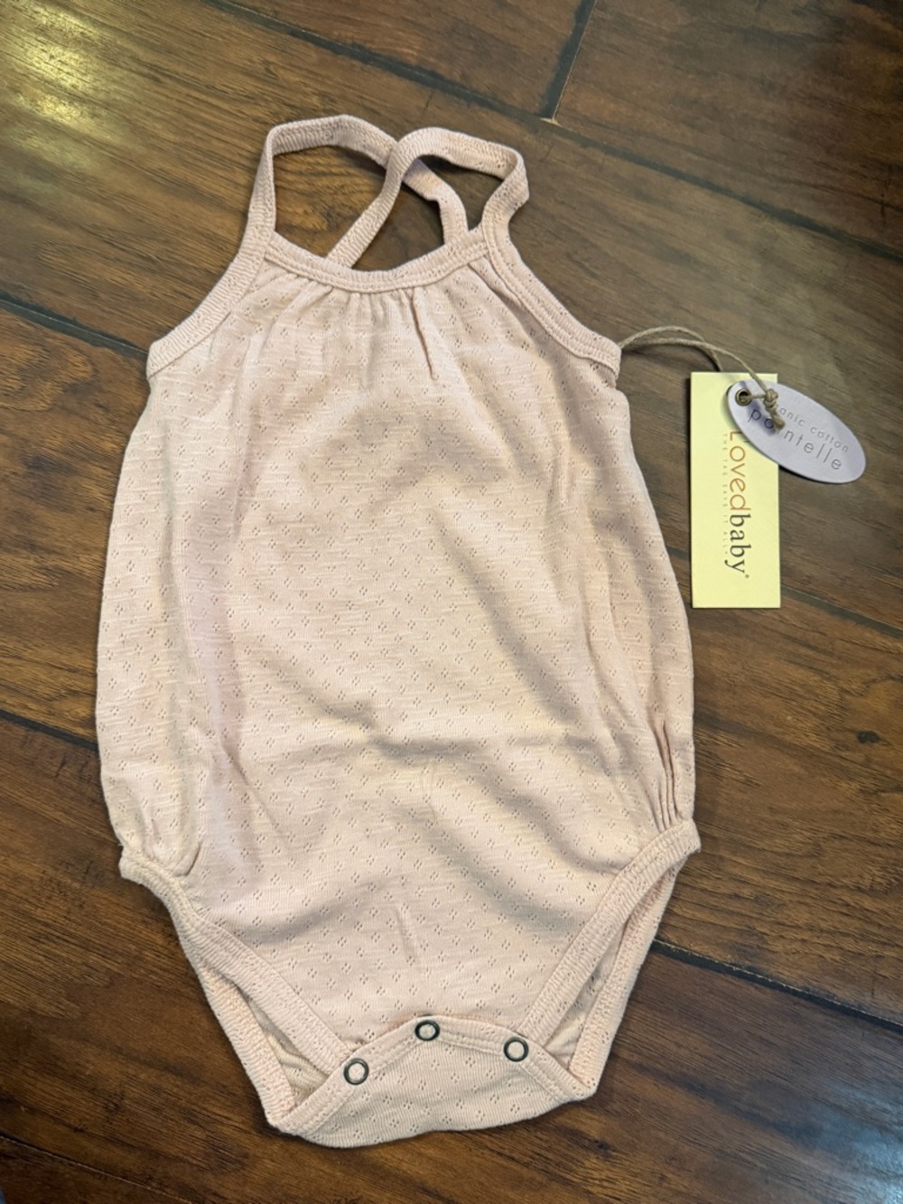 0-3m NWT L'ovedbaby Girls Pointelle Crossback Bodysuit- Mermaid Pink - Picture 6 of 6